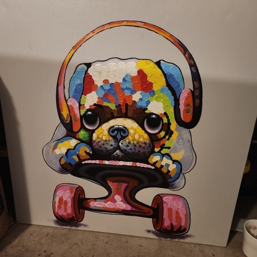 Colorful Pug Art Canvas - Picture 2 of 5